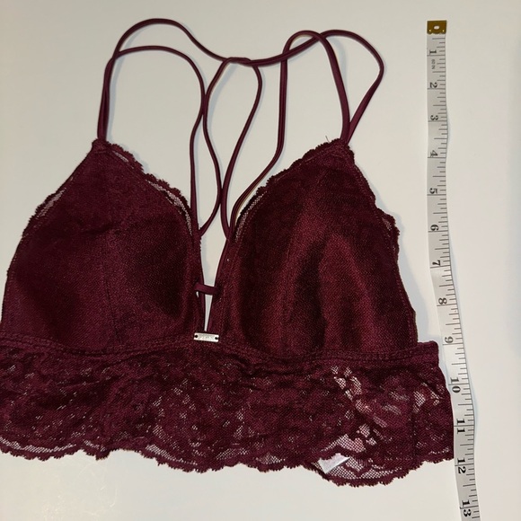 PINK Victoria's Secret Burgundy Red Lace Bralette Medium - Picture 5 of 6